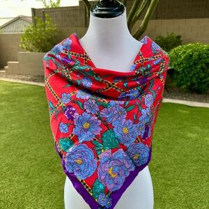 Floral Red and Purple Scarf